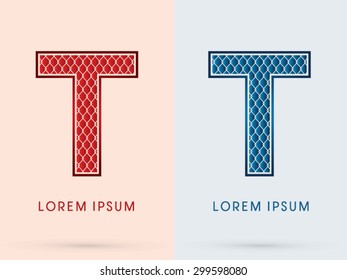 T, Font, Concept  Hot and Cool, Wire Mesh, steel, net, graphic vector.