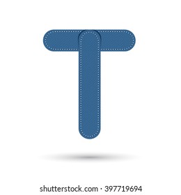 T font vector with blue Jeans  on White background