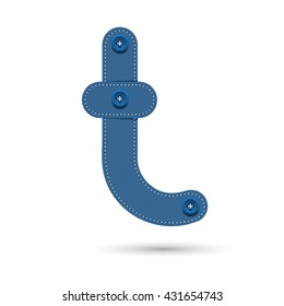 t font vector blue Jeans with studs on White background
