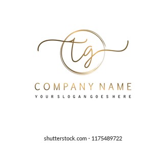 T G Initial handwriting logo vector