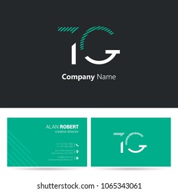 T & G joint logo stroke letter design with business card template