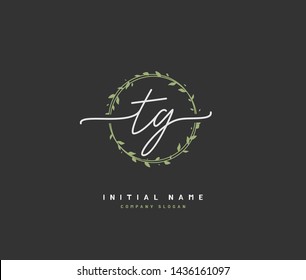 T G TG Beauty vector initial logo, handwriting logo of initial signature, wedding, fashion, jewerly, boutique, floral and botanical with creative template for any company or business.