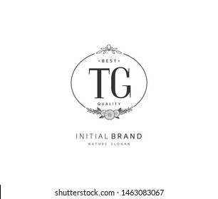 T G TG Beauty vector initial logo, handwriting logo of initial signature, wedding, fashion, jewerly, boutique, floral and botanical with creative template for any company or business.