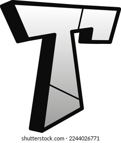 T Graffiti letters font.Vector handgezeichnet Linie Cartoon-Illustration. Graffiti-Briefe, Abc, urban, Fonts mode print for t-shirt, poster, logo art concept