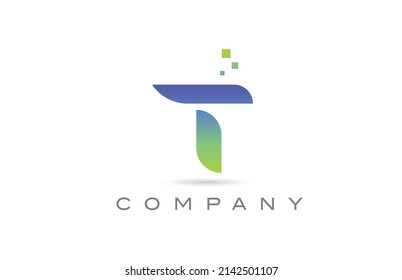 T green alphabet letter logo icon. Creative design template for company and business