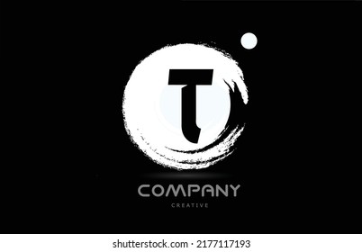 T grunge alphabet letter logo icon design with japanese style lettering in black and white. Creative template for business and company