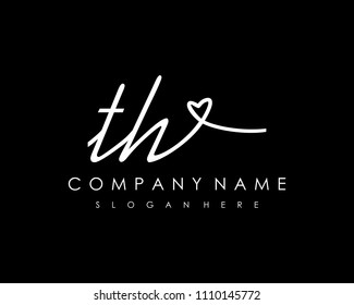 T H Initial handwriting logo vector
