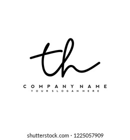 T H Initial handwriting logo vector