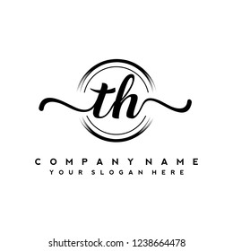T H Initial handwriting logo vector