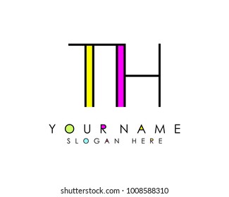T & H initial minimalist logo template vector