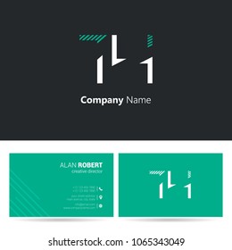 T & H joint logo stroke letter design with business card template