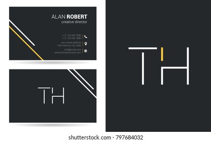 T & H joint logo stroke letter design with business card template