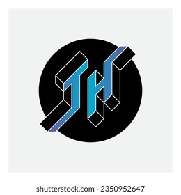 T and H - Monogram or logotype. Isometric 3d font for design. Three-dimension letters. TH - 2-letter code or logo.