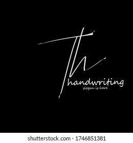 T h Th initial logo handwriting template vector. isolated Black Background