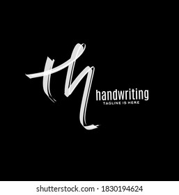 t h vectorial de la plantilla de escritura manual del logotipo inicial