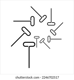 T Handle Allen Wrench, Hex Key Vector Art Illustration