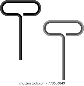 T Handle Allen Wrench, Hex Key Vector Art Illustration