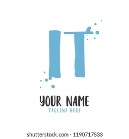 I T Handwritten logo template