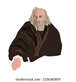 T. Hobbes, portrait vector illustration. Thomas Hobbes (1588 - 1679) was an English philosopher. His areas of interest are philosophy, history and geometry. He wrote the book Leviathan.