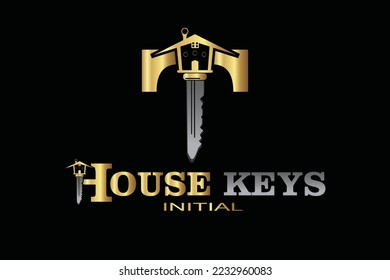 T House keys Letter logo template for your branding.