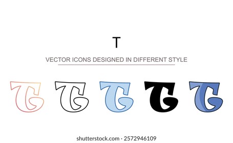 T icon design with white background stock illustration