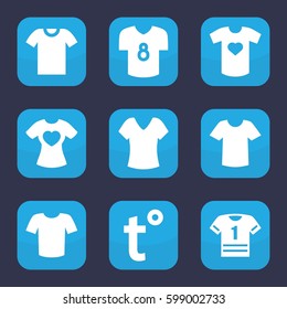 t icon. Set of 9 filled t icons such as shirt