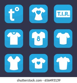 T icon. set of 9 filled t icons such as shirt, t-shirt
