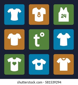 t icons set. Set of 9 t filled icons such as 