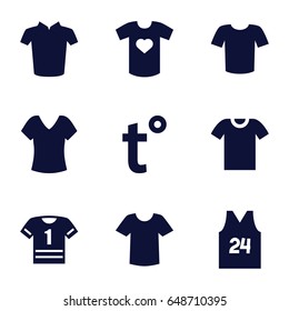 T icons set. set of 9 t filled icons such as shirt