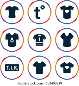 T icons set. set of 9 t filled icons such as shirt, t-shirt