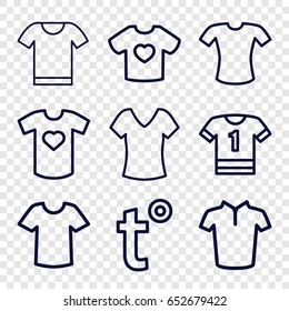 T icons set. set of 9 t outline icons such as shirt