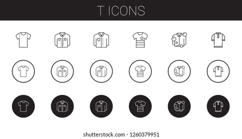 t icons set. Collection of t with shirt. Editable and scalable t icons.