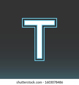 T initial 3D logo icon vector font text design graphic With outline simple premium cyan light blue
