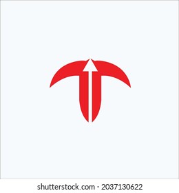 T initial arrow Up logo vector image