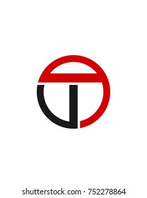 T initial circle company logo black red
