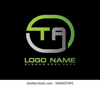 T A Initial circle logo template vector