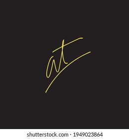 AT a t Initial handwriting creative fashion elegant design logo Sign Symbol template vector icon