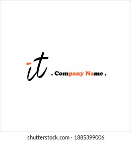 I T IT Initial handwriting or handwritten logo for identity