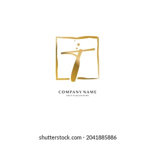 T Erste Handschrift oder handgeschriebenes Logo für Identität. Logo mit Unterschrift und handgezeichnet.