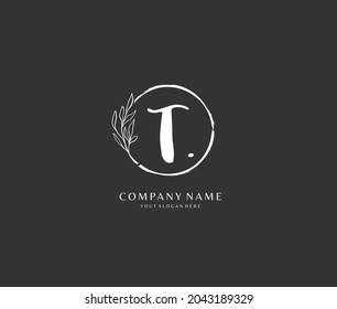 T Initial handwriting or handwritten logo for identity. Logo with signature and hand drawn style.