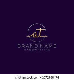 A T Initial handwriting logo template