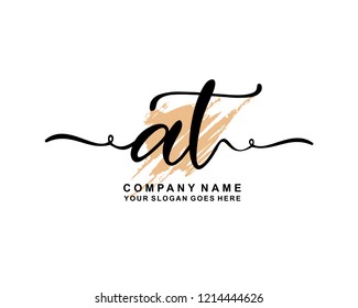 A T Initial Handwriting Logo Template