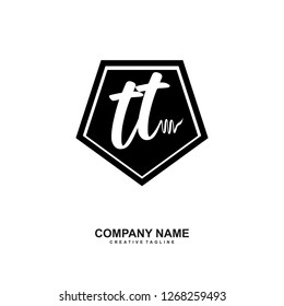 T T Initial Handwriting Logo Template Vector 