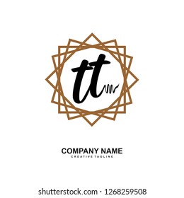T T Initial Handwriting Logo Template Vector 