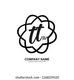 T T Initial Handwriting Logo Template Vector 