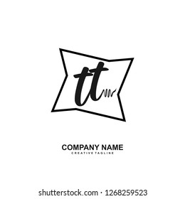 T T Initial Handwriting Logo Template Vector 