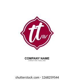 T T Initial Handwriting Logo Template Vector 