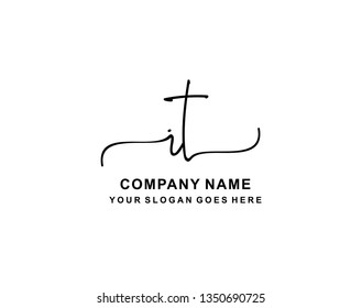 I T Initial Handwriting Logo Template