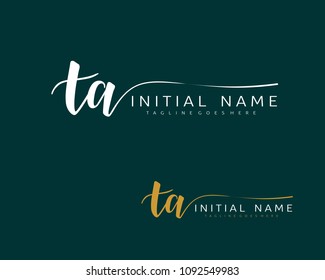 T A Initial handwriting logo vector. Hand lettering for designs.