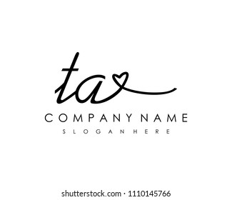 T A Initial handwriting logo vector